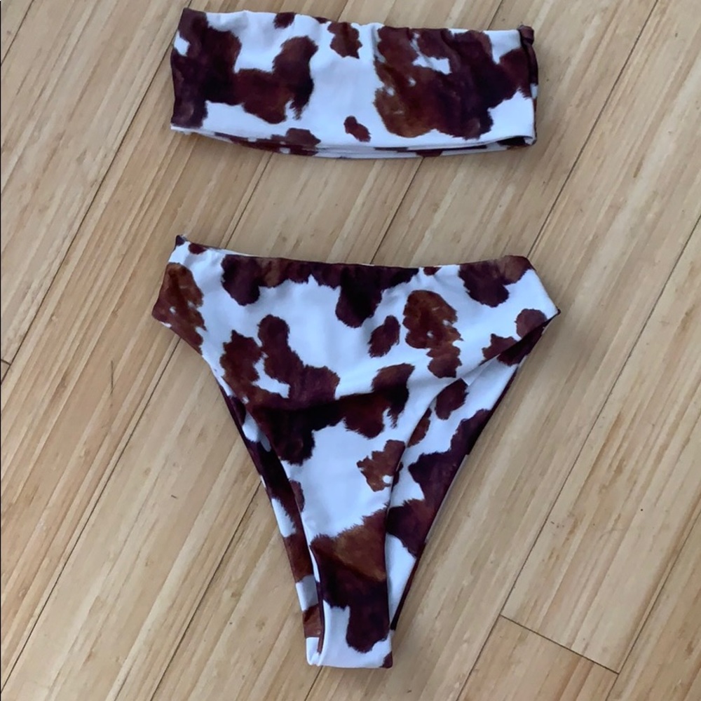 Cow print bikini set never been worn before!